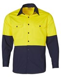 AIW HI VIS LS COTTON TWILL SAFETY SHIRT