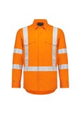 SYZMIK MENS ORANGE FLAME LIGHTWEIGHT RIPSTOP X BACK TAPED SHIRT